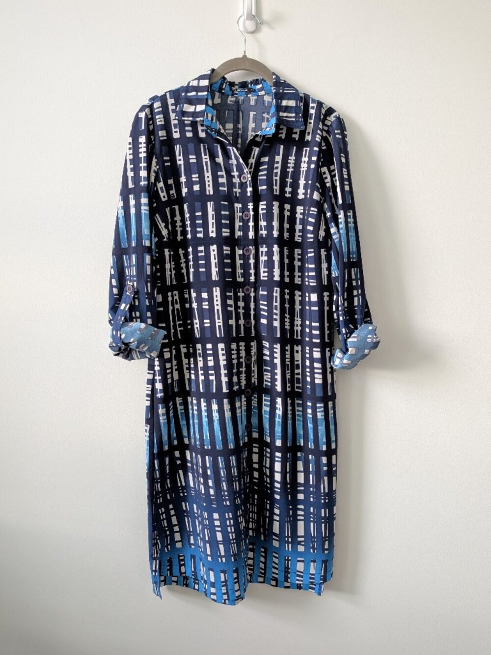 XICA Geometric Print Midi Shirtdress | Medium